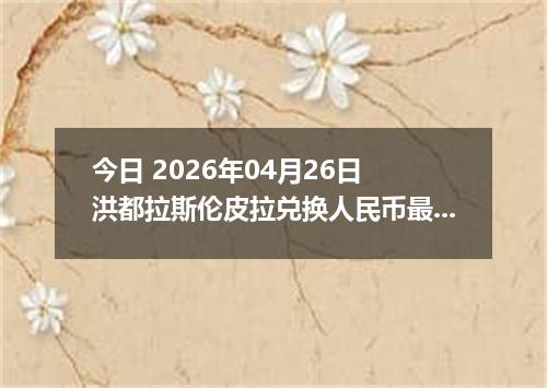 今日 2026年04月26日 洪都拉斯伦皮拉兑换人民币最新汇率行情
