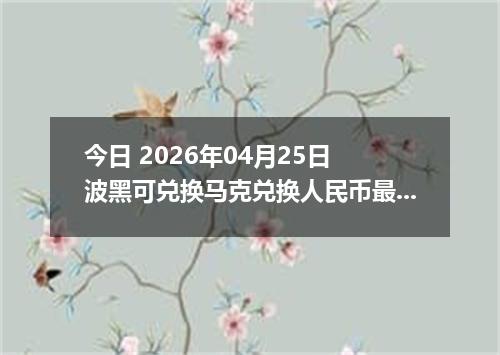 今日 2026年04月25日 波黑可兑换马克兑换人民币最新汇率行情