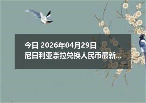 今日 2026年04月29日 尼日利亚奈拉兑换人民币最新汇率行情
