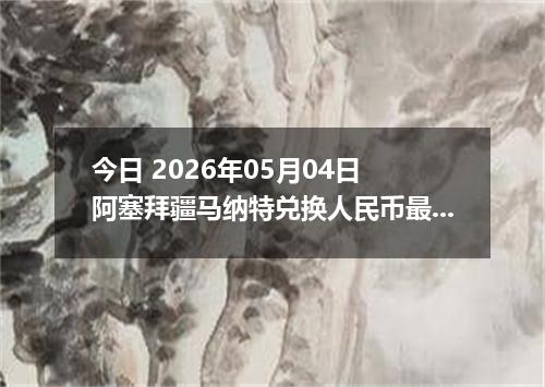 今日 2026年05月04日 阿塞拜疆马纳特兑换人民币最新汇率行情